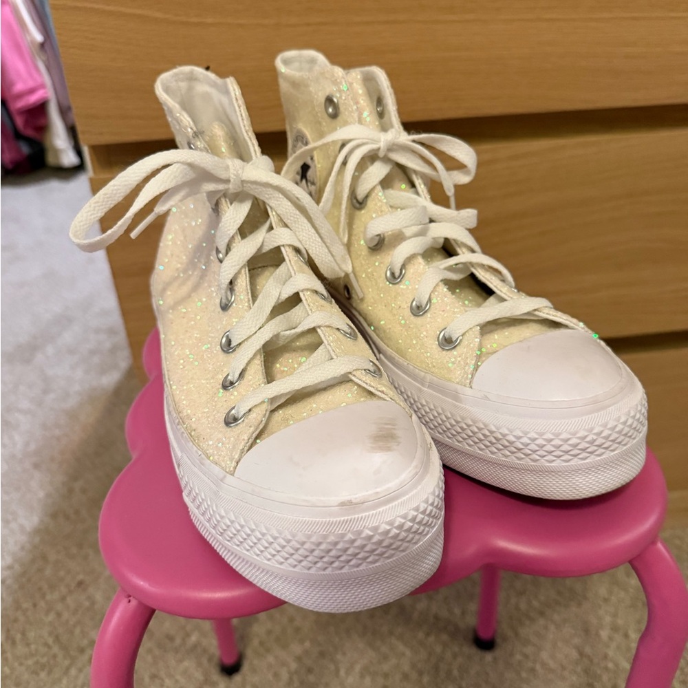 Converse White Glitter High-Tops